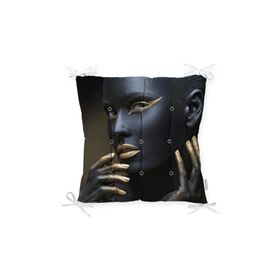 RealHomes P3332 African Gold Kadın Özel Tasarımlı Dekoratif Pofidik Sandalye Minderi