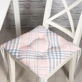 RealHomes P3334 Pembe Zeminli Ekose Desenli Özel Tasarım Pofidik Sandalye Minderi