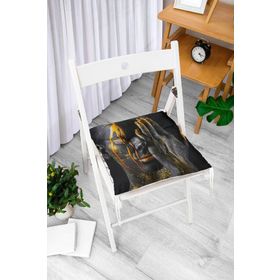 RealHomes P3339 Gold Afrika Woman Tasarımlı 3D Modern Pofidik Sandalye Minderi