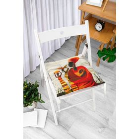 RealHomes P3341 Afrikan Yağlı Boya Çizimli 3D Dekoratif Pofidik Sandalye Minderi