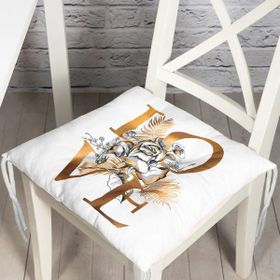 RealHomes P3352 Altın Varaklı Love Tasarımlı Modern Dekoratif Pofidik Sandalye Minderi