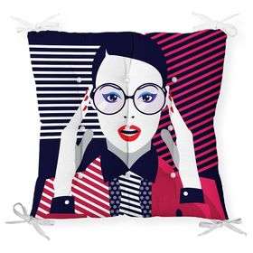 RealHomes P3360 Pop Art Mujer Elegante Tasarımlı Dijital Baskılı Pofidik Sandalye Minderi