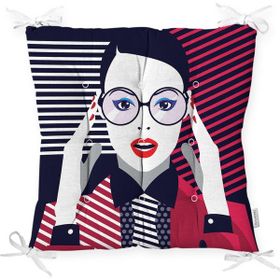 RealHomes P3360 Pop Art Mujer Elegante Tasarımlı Dijital Baskılı Pofidik Sandalye Minderi