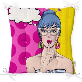 RealHomes P3360 Pop Art Mujer Elegante Tasarımlı Dijital Baskılı Pofidik Sandalye Minderi