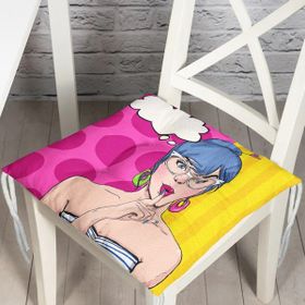 RealHomes P3360 Pop Art Mujer Elegante Tasarımlı Dijital Baskılı Pofidik Sandalye Minderi