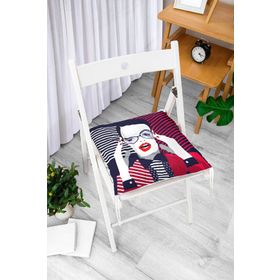RealHomes P3360 Pop Art Mujer Elegante Tasarımlı Dijital Baskılı Pofidik Sandalye Minderi