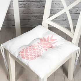 RealHomes P3404 Beyaz Zeminde Pembe Ananas Tasarımlı Dijital Baskılı Pofidik Sandalye Minderi