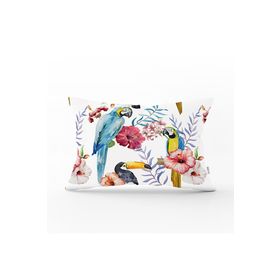Realhomes Papağan Desenli Dijital Baskılı Yastık Kırlent Kılıfı