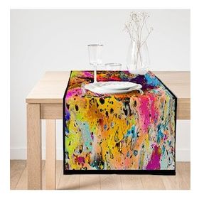 Realhomes Pembe Dijital Baskılı Süet Runner Modern Sanat Tasarımlı