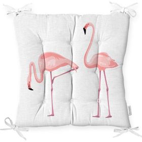 RealHomes Pembe Flamingo Desenli Dijital Baskılı Pofidik Sandalye Minderi