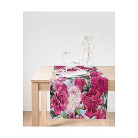 Realhomes Pembe Güller Dijital Baskılı Modern Süet Runner