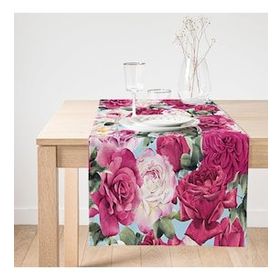 Realhomes Pembe Güller Dijital Baskılı Modern Süet Runner
