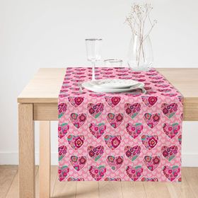 Realhomes Pembe Kalpler Dijtal Baskılı Modern Süet Runner
