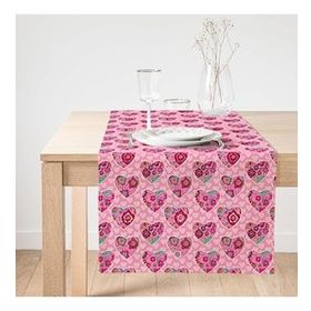 Realhomes Pembe Kalpler Dijtal Baskılı Modern Süet Runner