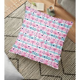RealHomes Pembe Mavi Flamingo Tasarımlı Dijital Baskılılı Dekoratif 70x70 cm Yer Minderi