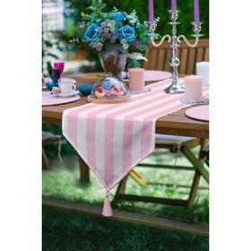Realhomes Pembe Renklerin Uyumu Modern Tasarımlı Dekoratif Özel Tasarım Püsküllü Şönil Üçgen Runner