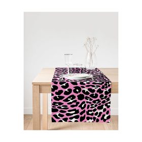 Realhomes Pembe Renkli Leopar Desenli Modern Özel Tasarım Süet Runner