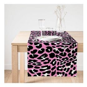 Realhomes Pembe Renkli Leopar Desenli Modern Özel Tasarım Süet Runner