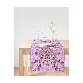 Realhomes Pembe Zeminde Damask Desenli Özel Tasarım Dijital Baskılı Modern Süet Runner