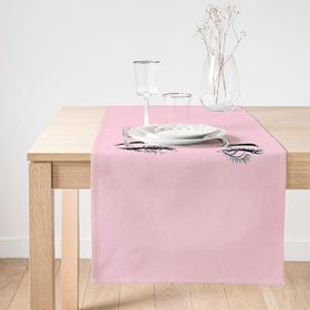 Realhomes Pembe Zeminde Kirpik Motifli Özel Tasarım Süet Runner
