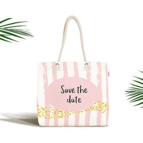 RealHomes Pembe Zeminde Save The Date Motifli Bebek Çantası
