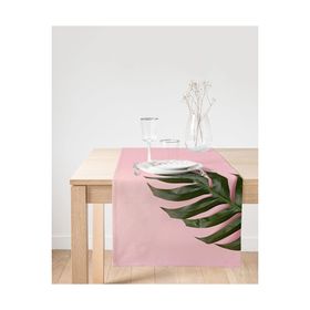 Realhomes Pembe Zeminde Yaprak Modern Tasarımlı Dekoratif Süet Runner