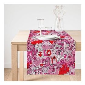 Realhomes Pembe Zeminli Love You Temalı Modern Süet Runner