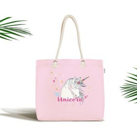 RealHomes Pembe Zeminli Unicorn At Desenli Dekoratif Bebek Çantası