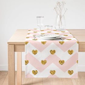 Realhomes Pembe Zigzag Desenli Altın Detaylı Modern Özel Tasarım Süet Runner