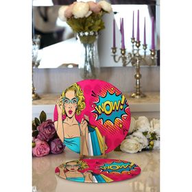 RealHomes Pempe Pop Art Wow Tasarımlı Modern 2 1 Yuvarlak Servis Altlığı Supla