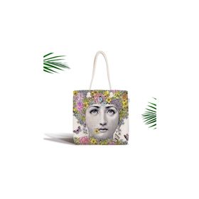 RealHomes Piero Fornasetti Tasarımlı Fermuarlı Modern Kumaş Çanta