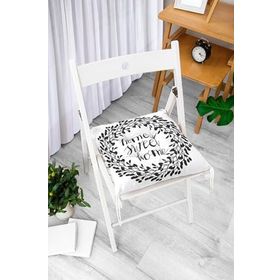 RealHomes Pofi-601 Home Sweet Home Dijital Baskılı Pofidik Kare Sandalye Minderi