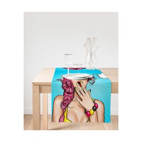 Realhomes Pop Art Desen Dijital Baskılı Dekoratif Süet Runner