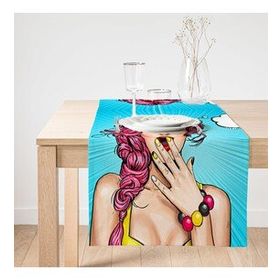 Realhomes Pop Art Desen Dijital Baskılı Dekoratif Süet Runner