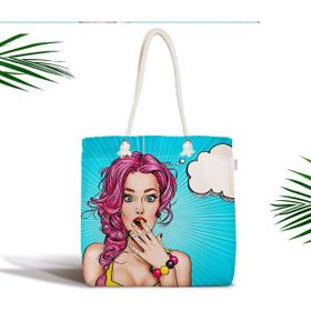 RealHomes Pop Art Desen Dijital Baskılı Fermuarlı Modern Kumaş Çanta