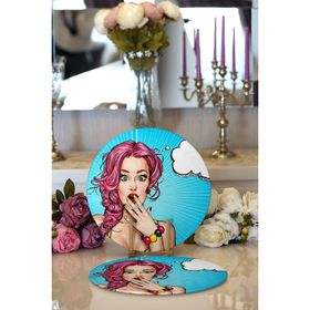 RealHomes Pop Art Desen Dijital Baskılı Modern 2 1 Yuvarlak Servis Altlığı Supla