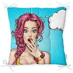 RealHomes Pop Art Desen Dijital Baskılı Pofidik Kare Sandalye Minderi