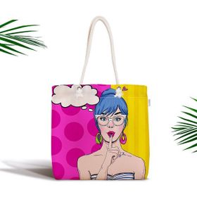 RealHomes Pop Art Desenli Dijital Baskılı Modern Fermuarlı Kumaş Çanta