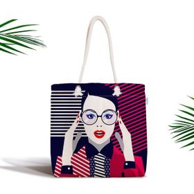 RealHomes Pop Art Mujer Elegante Tasarımlı Dijital Baskılı Fermuarlı Kumaş Çanta