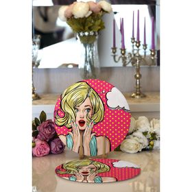 RealHomes Pop Art Resimli Dijital Baskılı Modern 2 1 Yuvarlak Servis Altlığı Supla