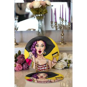 RealHomes Pop Art Resimli Dijital Baskılı Modern 2 1 Yuvarlak Servis Altlığı Supla