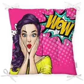 RealHomes Pop Art Resimli Dijital Baskılı Pofidik Kare Sandalye Minderi