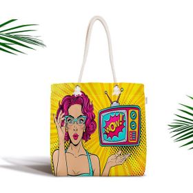 RealHomes Pop Art Wow Desenli Özel Tasarım Fermuarlı Modern Kumaş Çanta