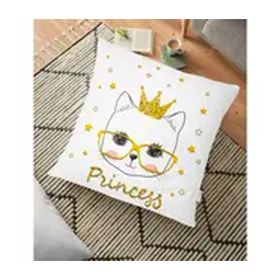 RealHomes Princess Kedi Motifli Modern Dijital Baskılı 70x70 cm Yer Minderi