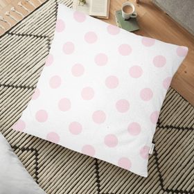 RealHomes Pudra Puantiyeli Dijital Baskılı Dekoratif 70x70 cm Yer Minderi
