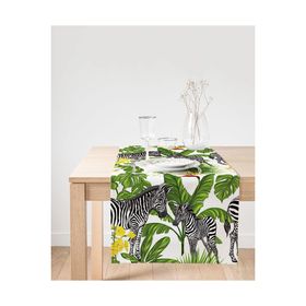 Realhomes Pudra Zeminli Egzotik Zebra Tasarımlı Modern Özel Tasarım Süet Runner
