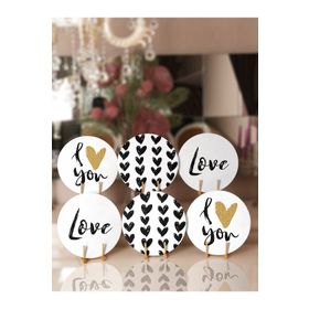 RealHomes Renkli 34x34 cm 6-1'li I Love You Temalı Özel Tasarım Supla Runner Seti