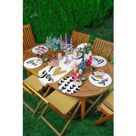 RealHomes Renkli 34x34 cm 6-1'li I Love You Temalı Özel Tasarım Supla Runner Seti