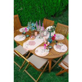 RealHomes Renkli 34x34 cm 6-1'li Onedraw Silüet Çizimli Özel Tasarım Supla Runner Seti