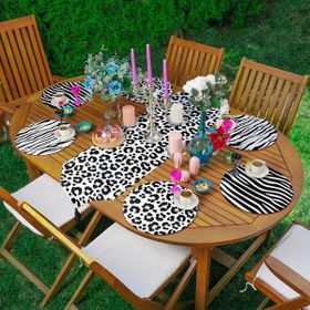 RealHomes Renkli 34x34 cm 6-1'li Siyah Beyaz Zebra Desen Tasarımlı Supla Runner Seti